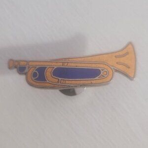Trumpet Bugle Horn Vintage Lapel Pin Tie Tack Brooch